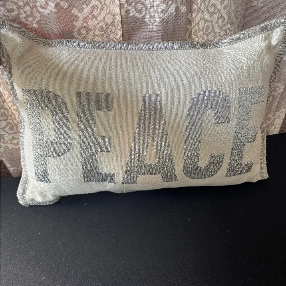 Silver Snowflake and Peace Holiday Pillow Set